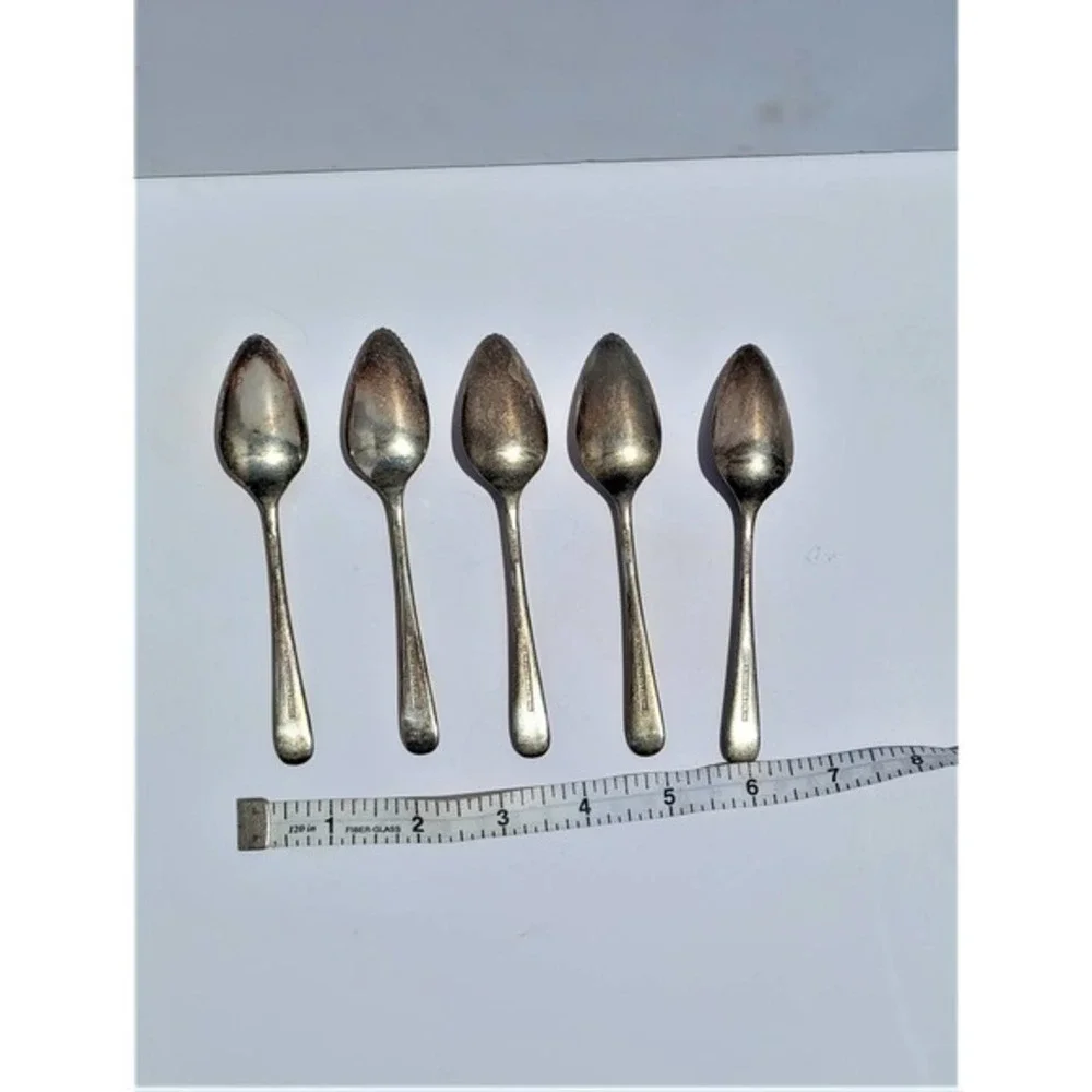 Vintage Set of 5 EPNS Sheffield England Serrated Tip Normcore Grapefruit‎ Spoons